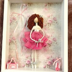 Pink handmade ballerina Doll Shadow Box